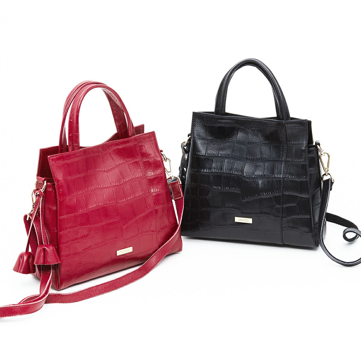 ハンドバッグ 2way クロコダイル型押し レザー