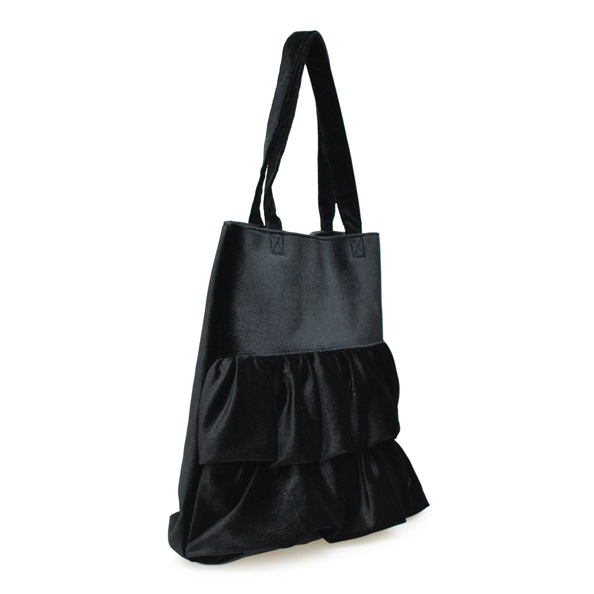 フリル付きベロアトート