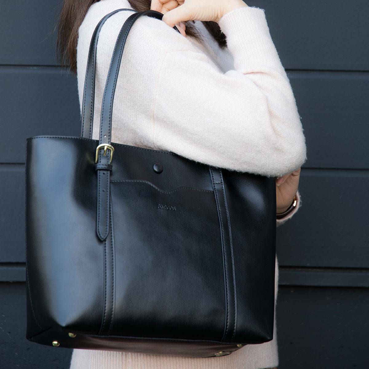 3層ポケット2wayレザートート