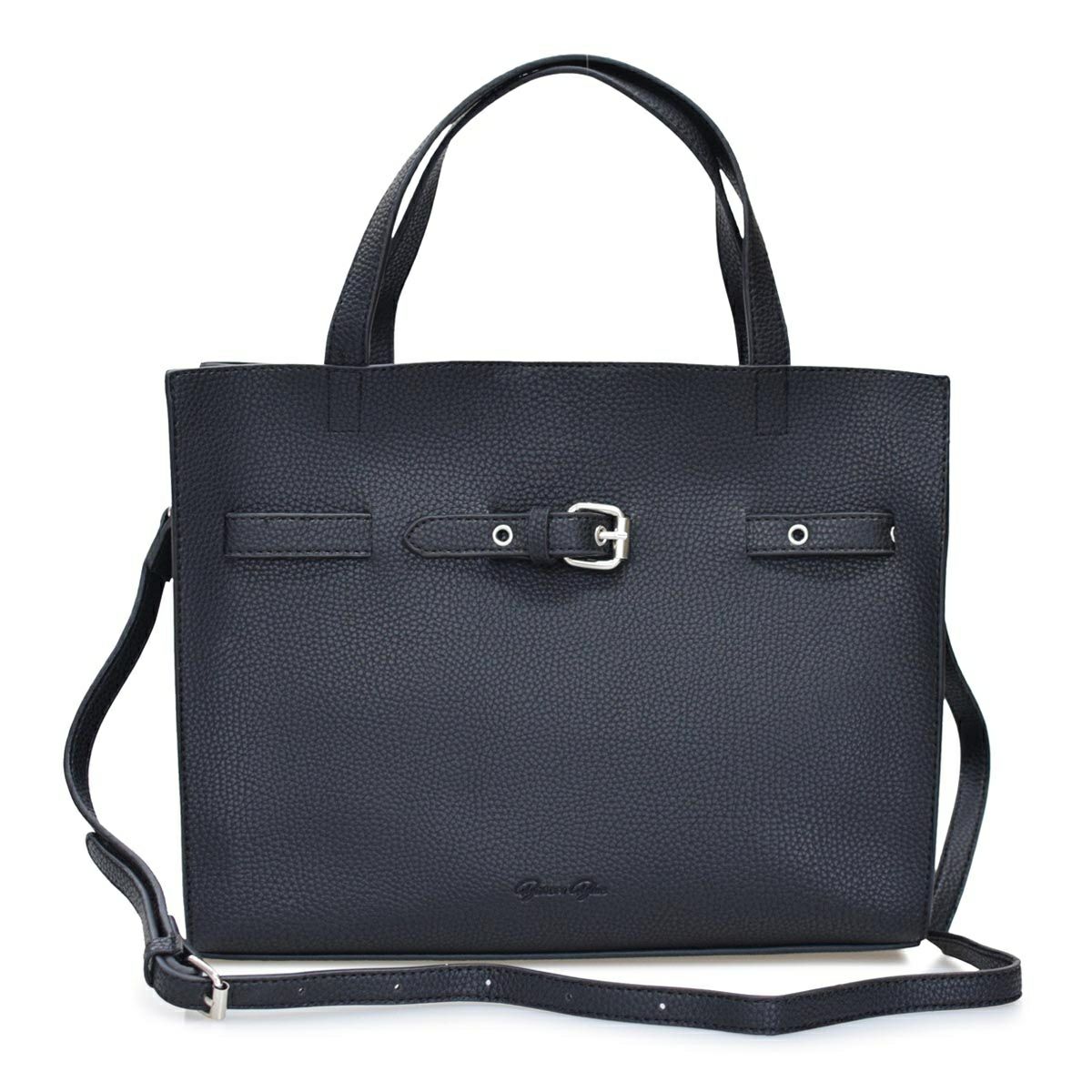 ベルトデザイン2way大判ハンドバッグ