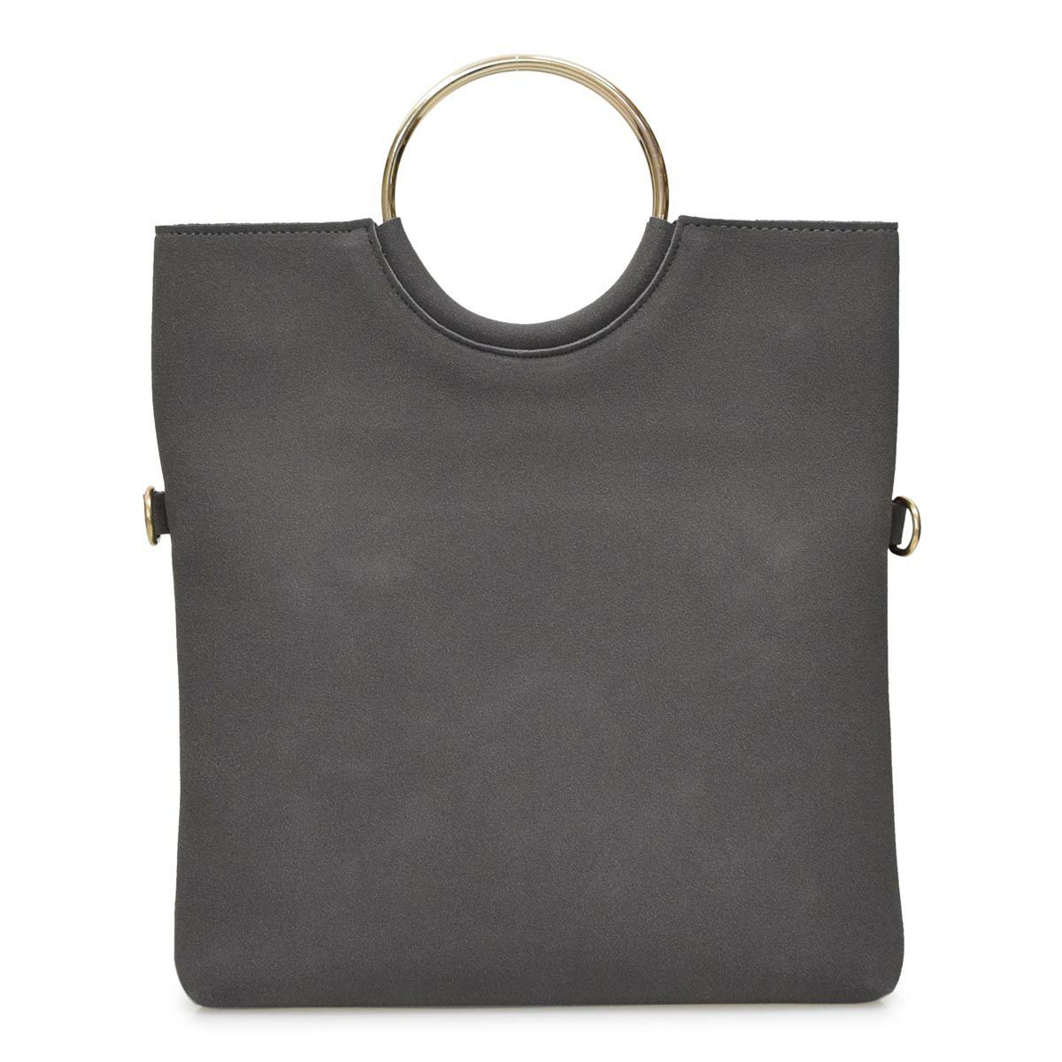 フェイクレザー リングハンドル2wayハンドバッグ