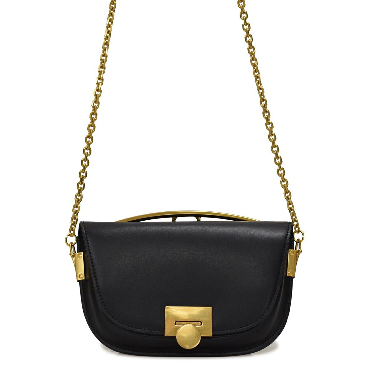 メタルハンドルレザーポシェット