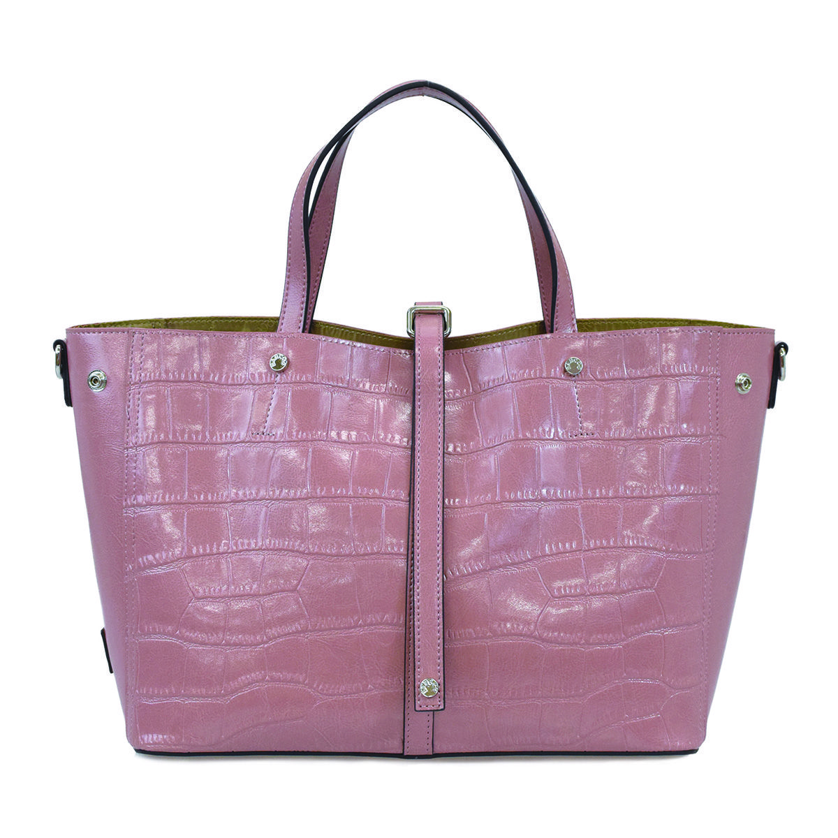 クロコダイル型押しシャイニングレザートート
