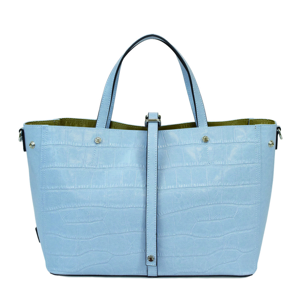 クロコダイル型押しシャイニングレザートート