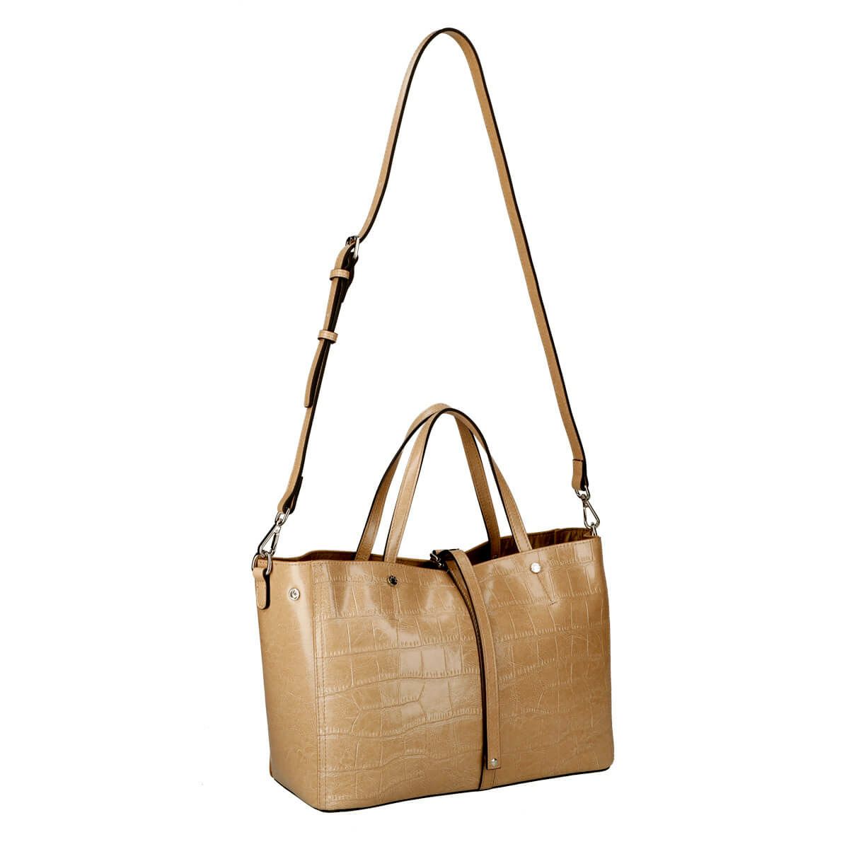 クロコダイル型押しシャイニングレザートート