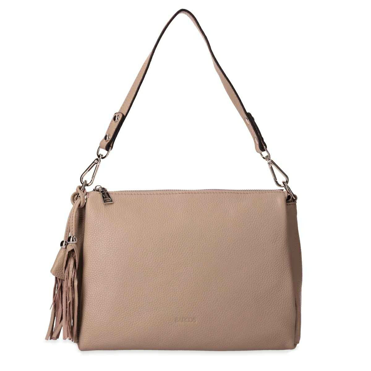 チャーム付きシュリンクレザー2wayアオリ型ショルダーバッグ