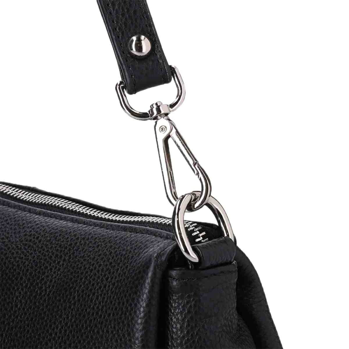 チャーム付きシュリンクレザー2wayアオリ型ショルダーバッグ