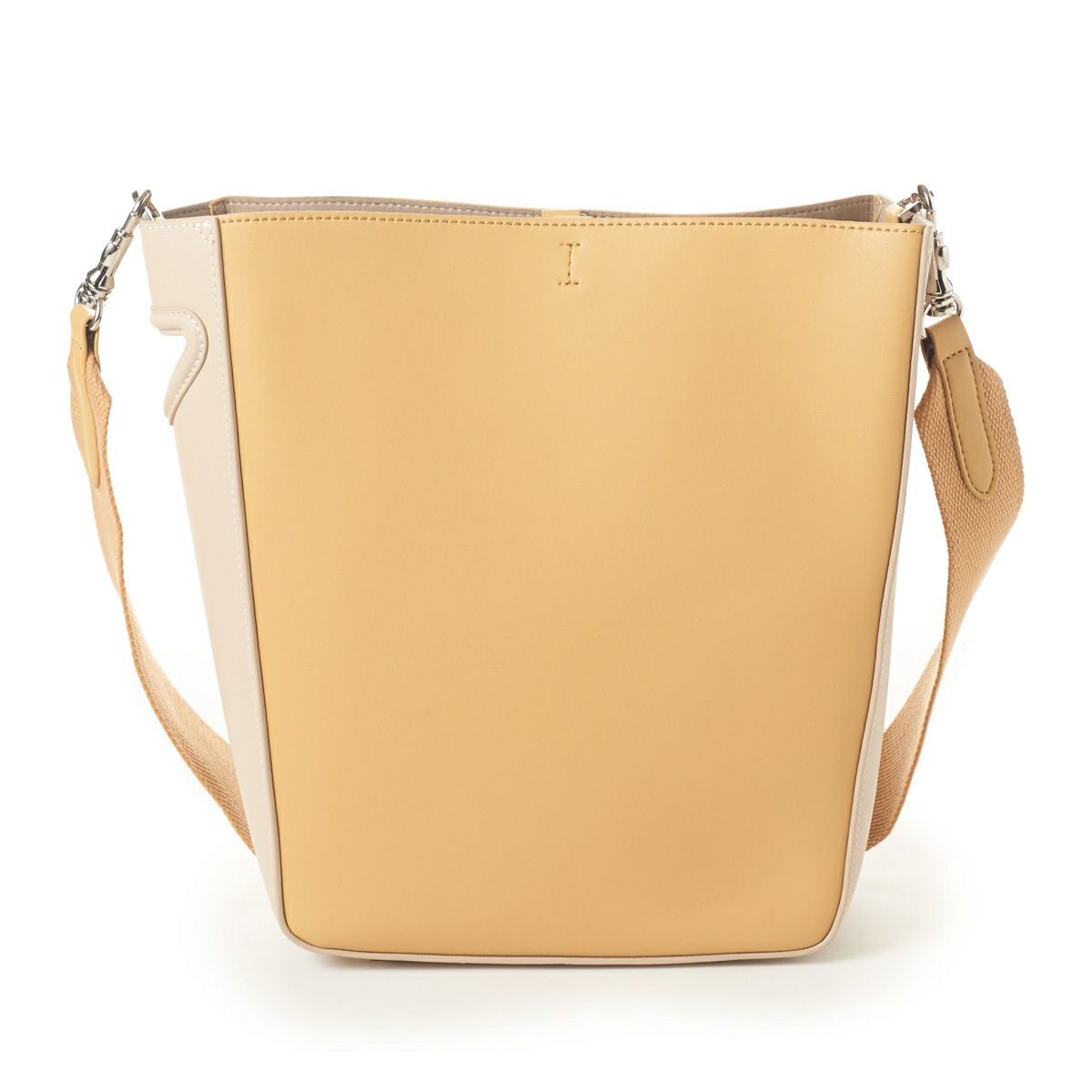 スムースレザー配色バケツショルダーバッグ