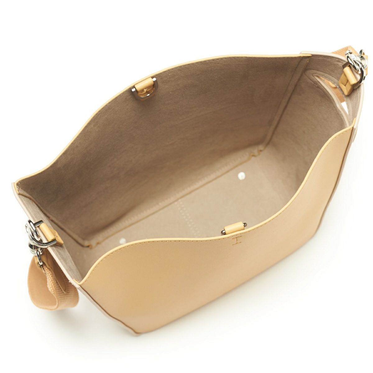 スムースレザー配色バケツショルダーバッグ