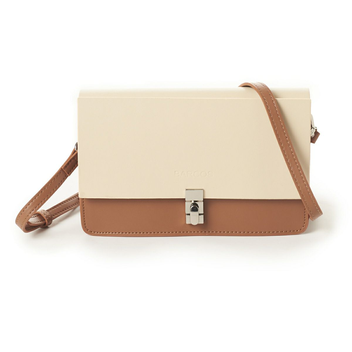 レザーバイカラーショルダーバッグ