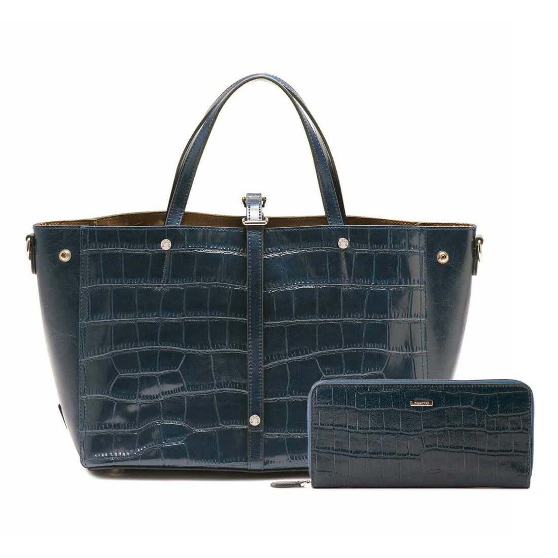 【セット商品】クロコダイル型押しシャイニングレザートート＆ロングウォレット