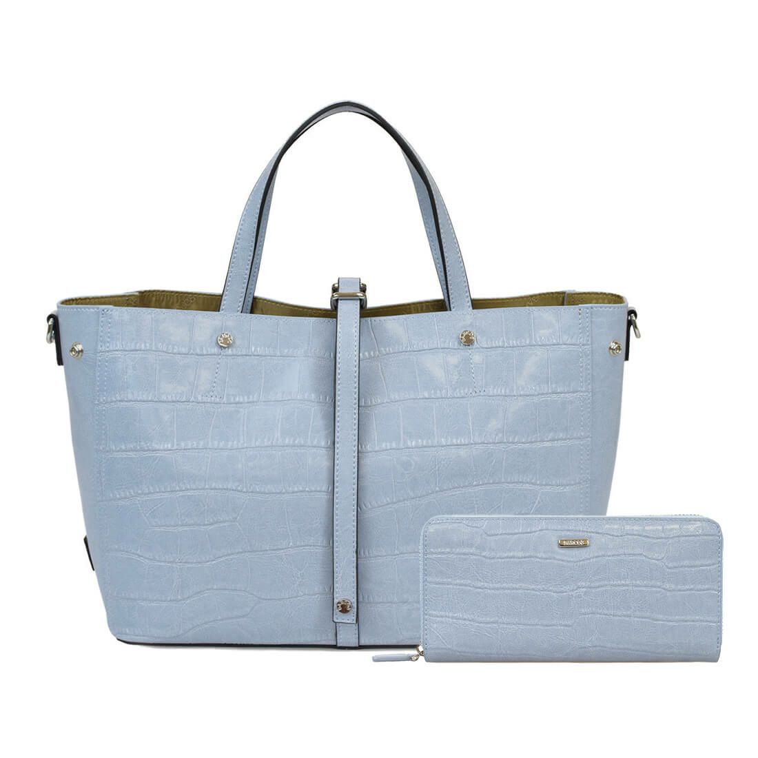 【セット商品】クロコダイル型押しシャイニングレザートート＆ロングウォレット