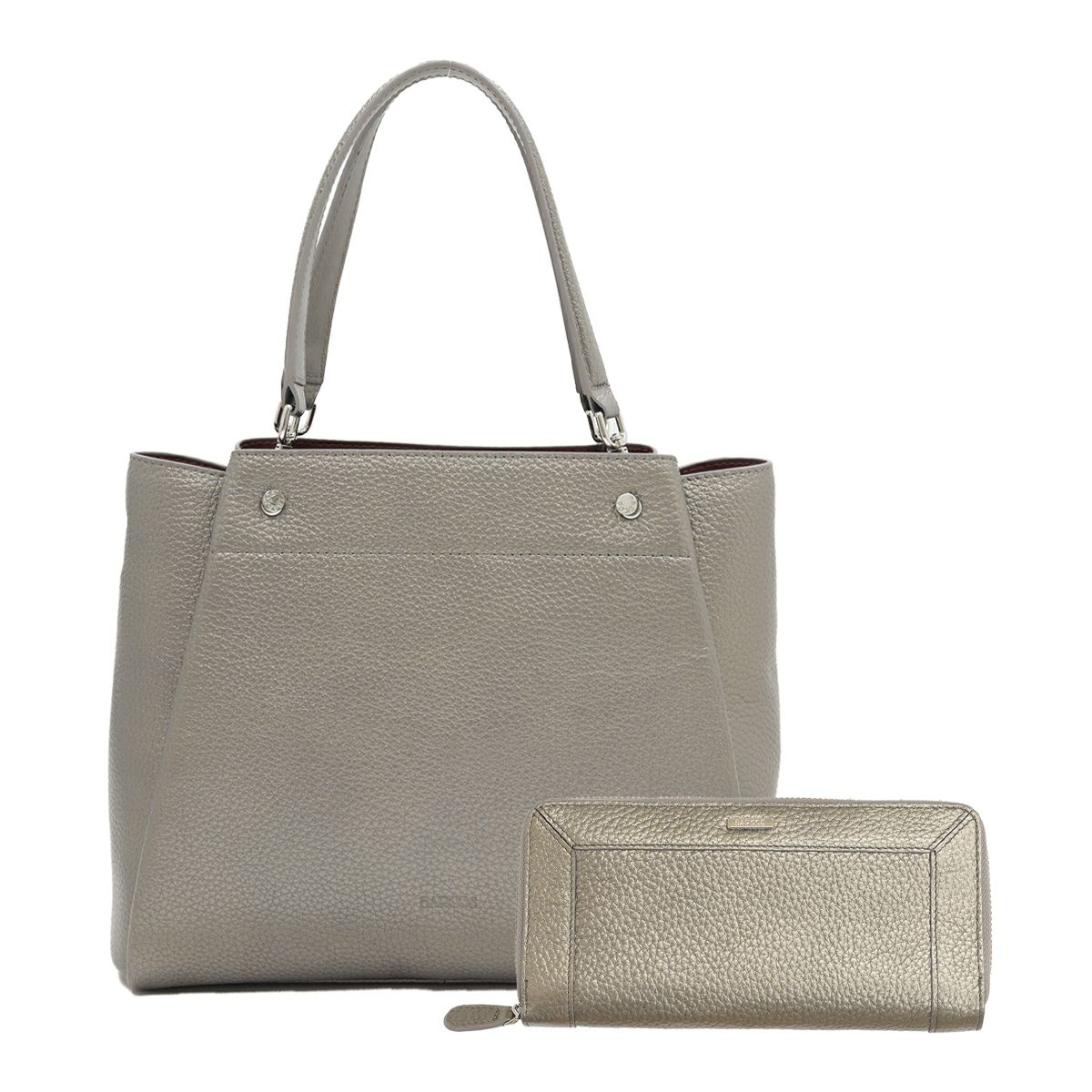 【セット商品】シュリンクレザー3wayハンドバッグ＆シュリンクレザー切替ロングウォレット