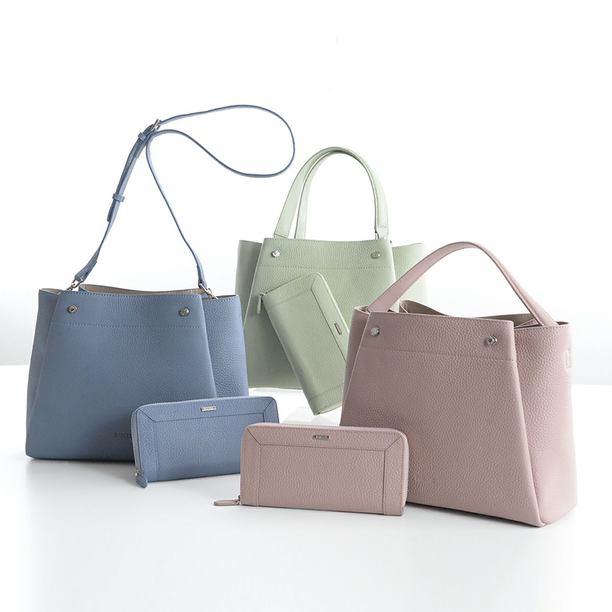 【セット商品】シュリンクレザー3wayハンドバッグ＆シュリンクレザー切替ロングウォレット