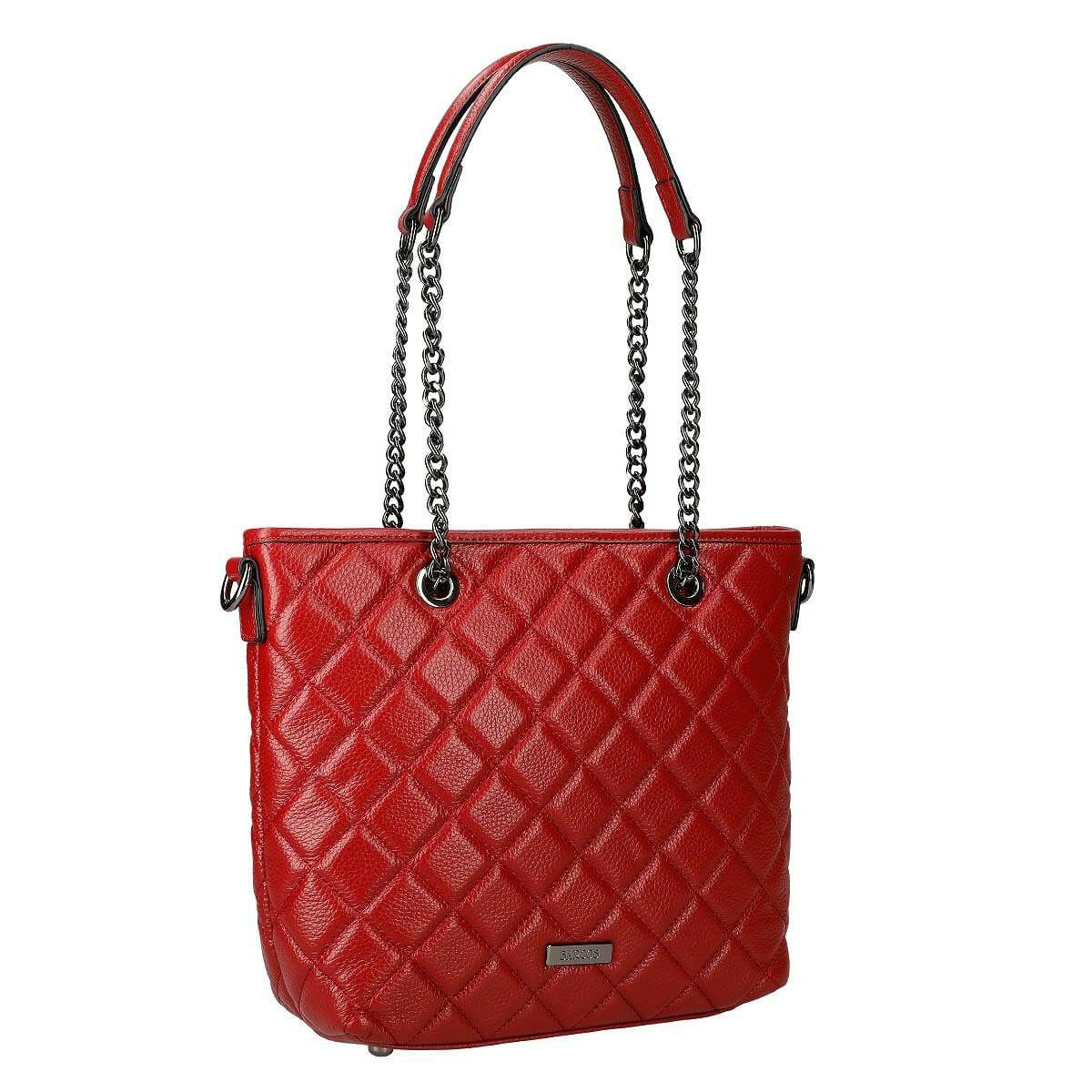 牛革 2wayキルティングチェーン付きハンドルトートバッグ