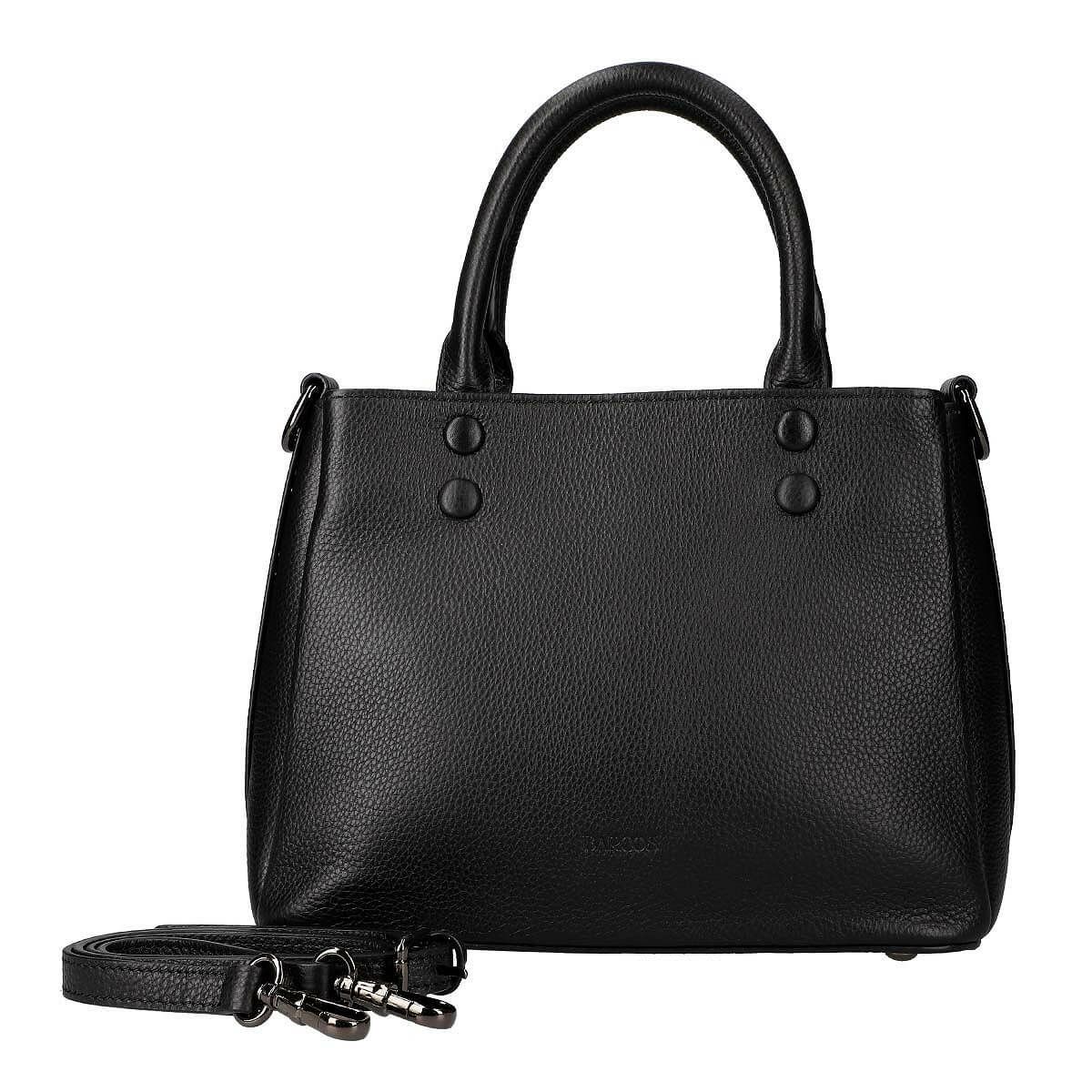 牛革 2wayくるみリベット付き3層ハンドバッグ