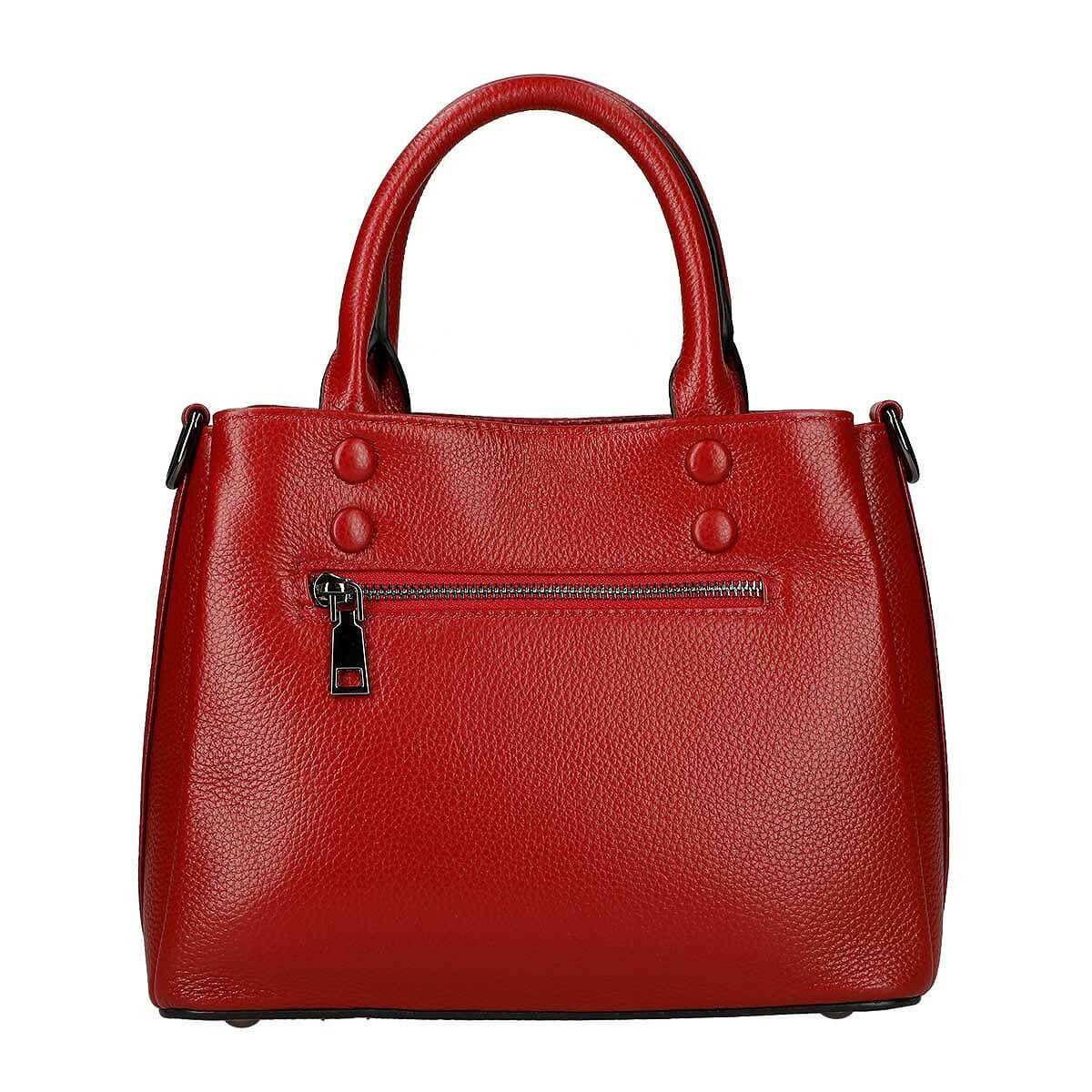 牛革 2wayくるみリベット付き3層ハンドバッグ