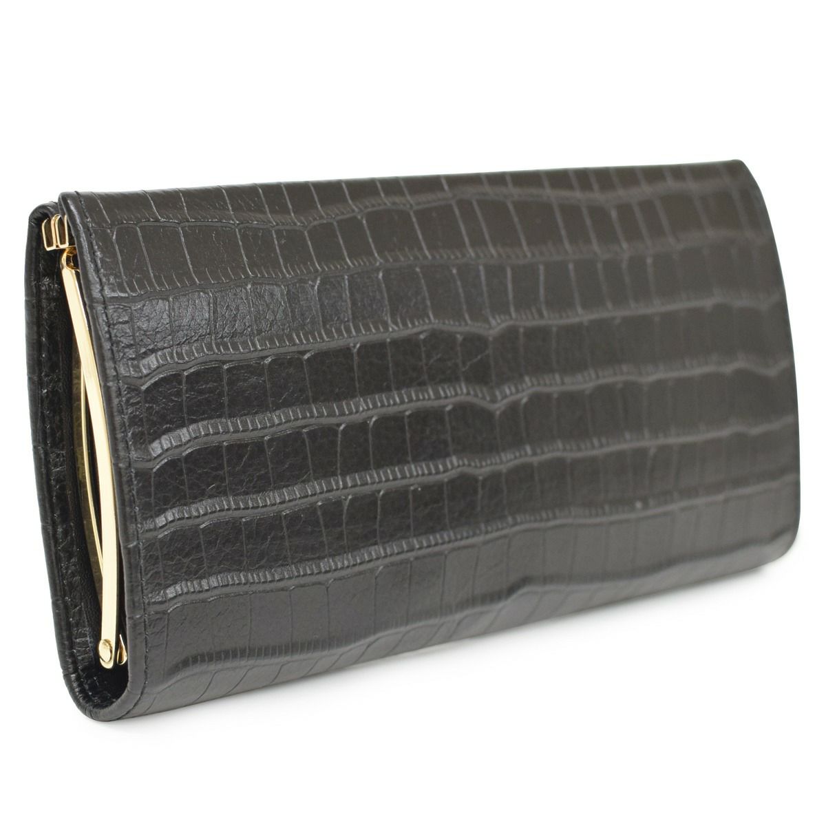 がま口レザー長財布