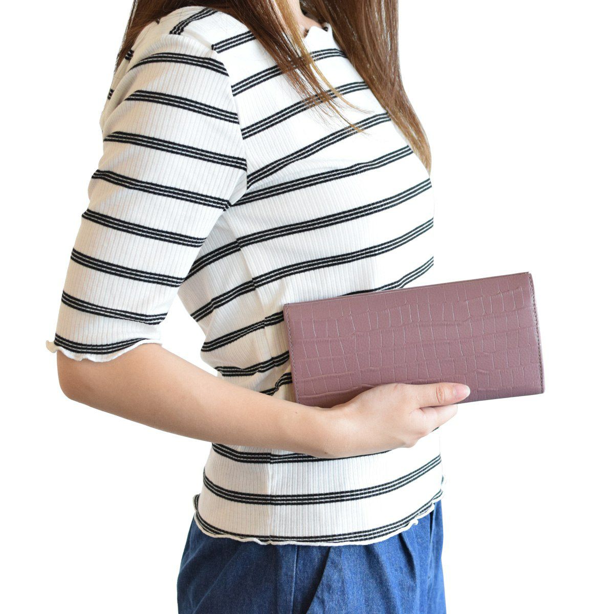 がま口レザー長財布