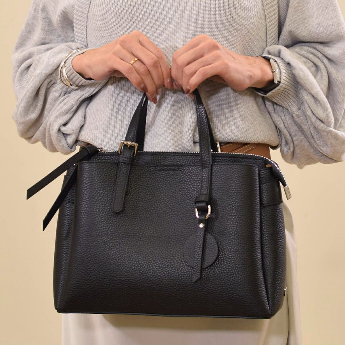 【セット商品】シュリンクレザーハンドバッグ＆財布＜エレガントセット＞