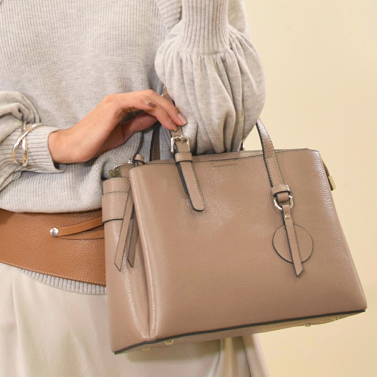 【セット商品】シュリンクレザーハンドバッグ＆財布＜エレガントセット＞