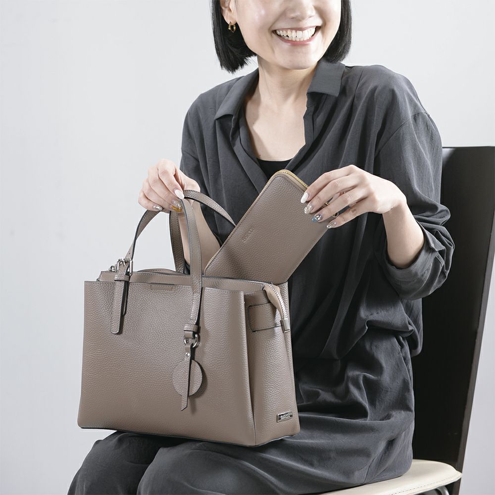 【セット商品】シュリンクレザーハンドバッグ＆財布＜エレガントセット＞