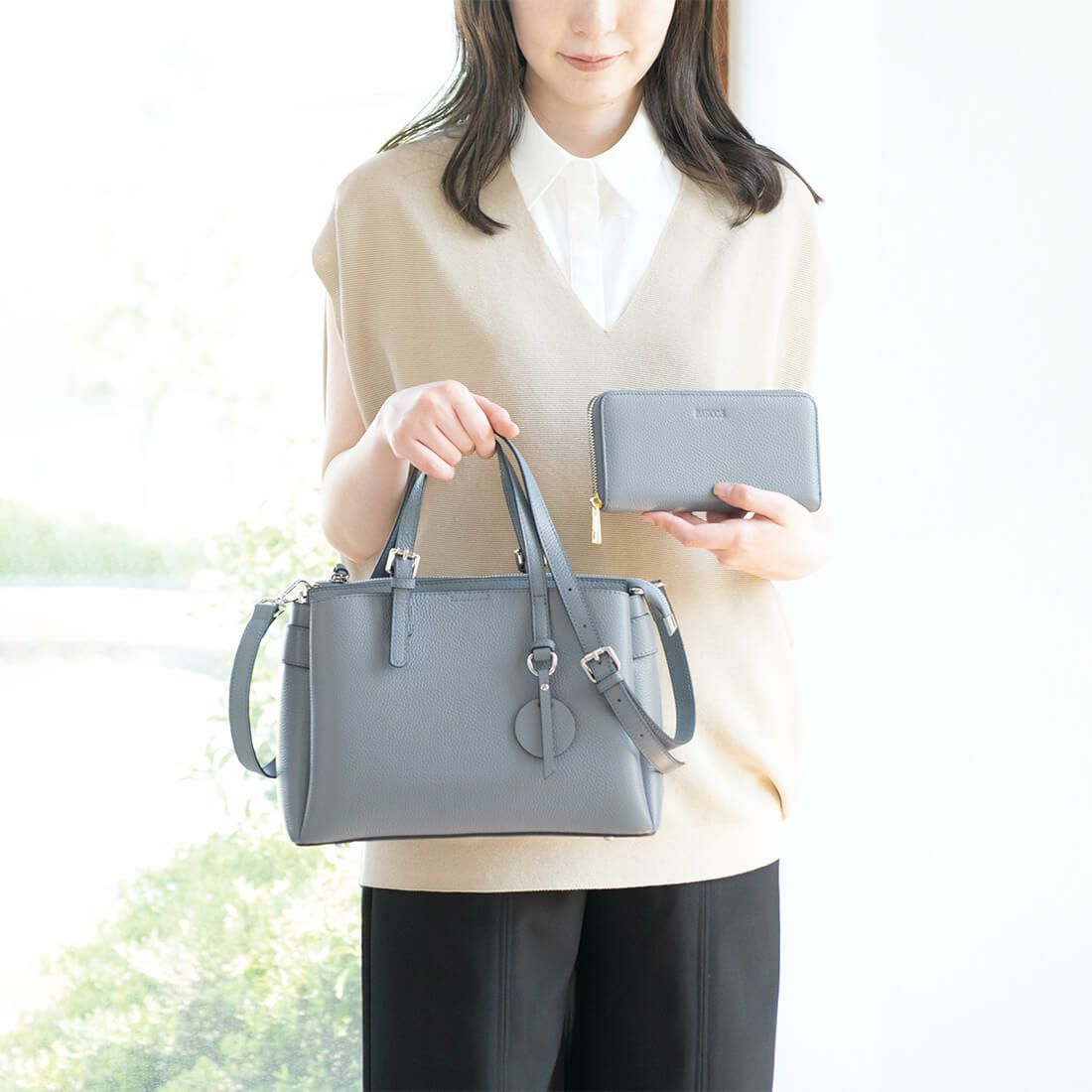 【セット商品】シュリンクレザーハンドバッグ＆財布＜エレガントセット＞