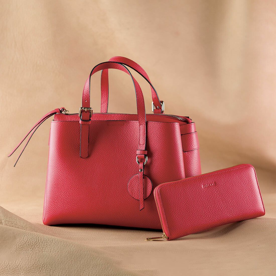 【セット商品】シュリンクレザーハンドバッグ＆財布＜エレガントセット＞