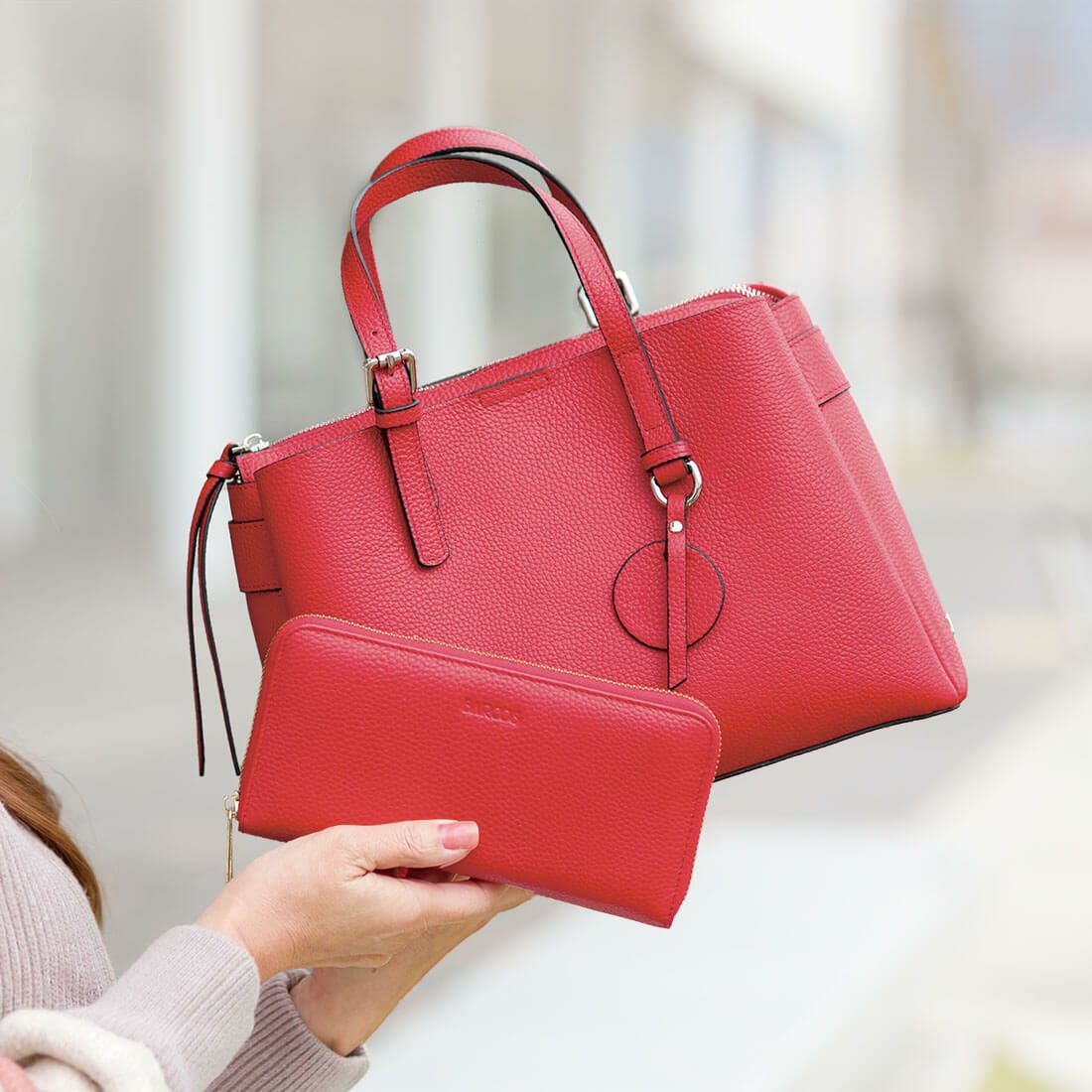 【セット商品】シュリンクレザーハンドバッグ＆財布＜エレガントセット＞