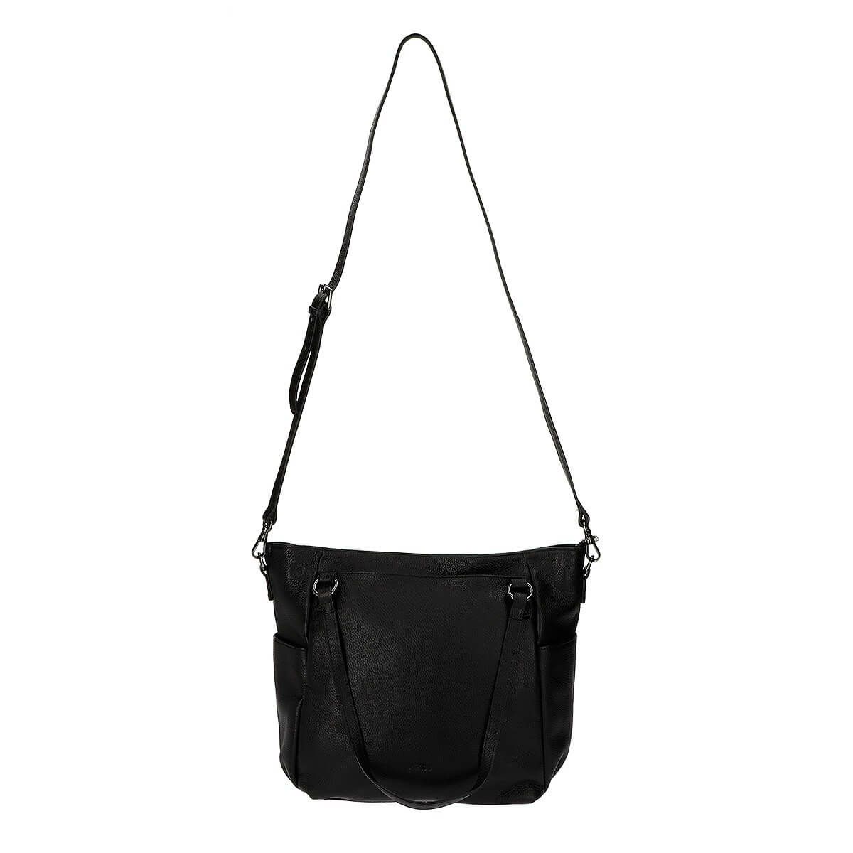 牛革 2wayフロント＆サイドポケット付きハンドバッグ