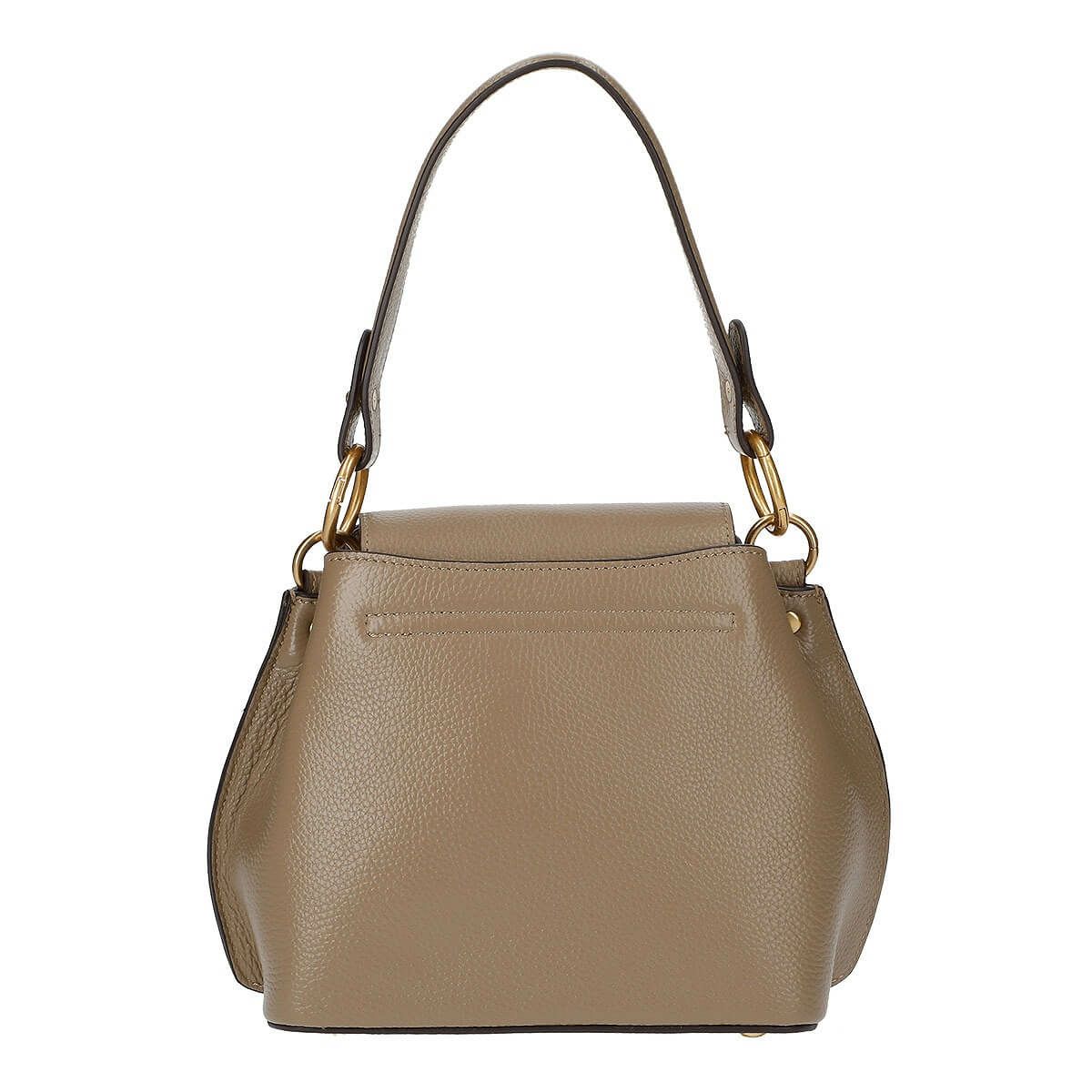 レザー 2wayフロント飾りバックル付きハンドバッグ