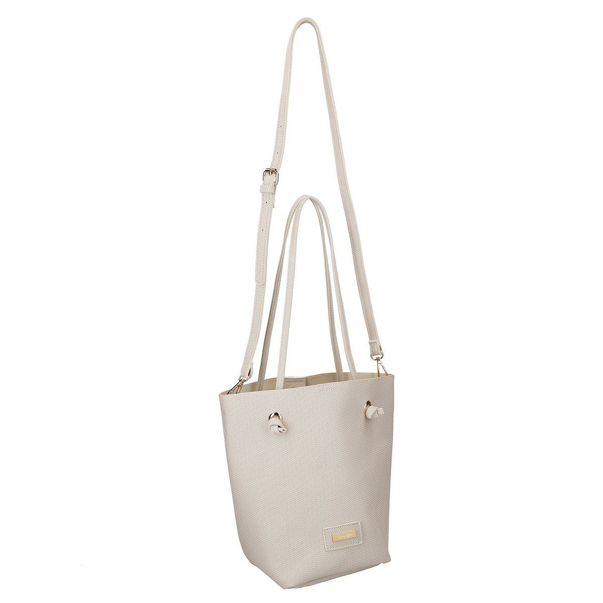 PUヘリンボーン柄ポーチ付き2wayトートバッグ