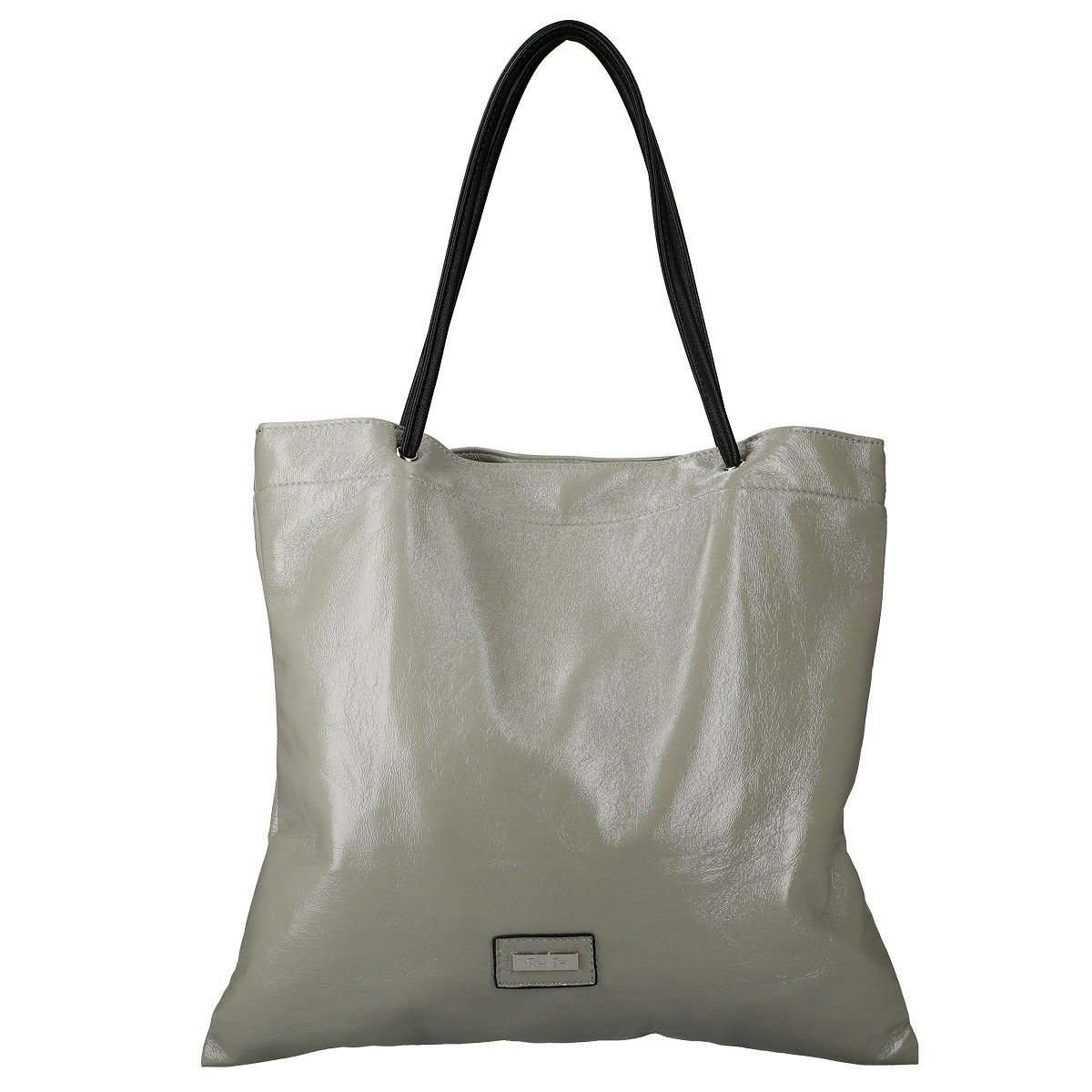 PUエナメルメタルロゴ付きトートバッグ