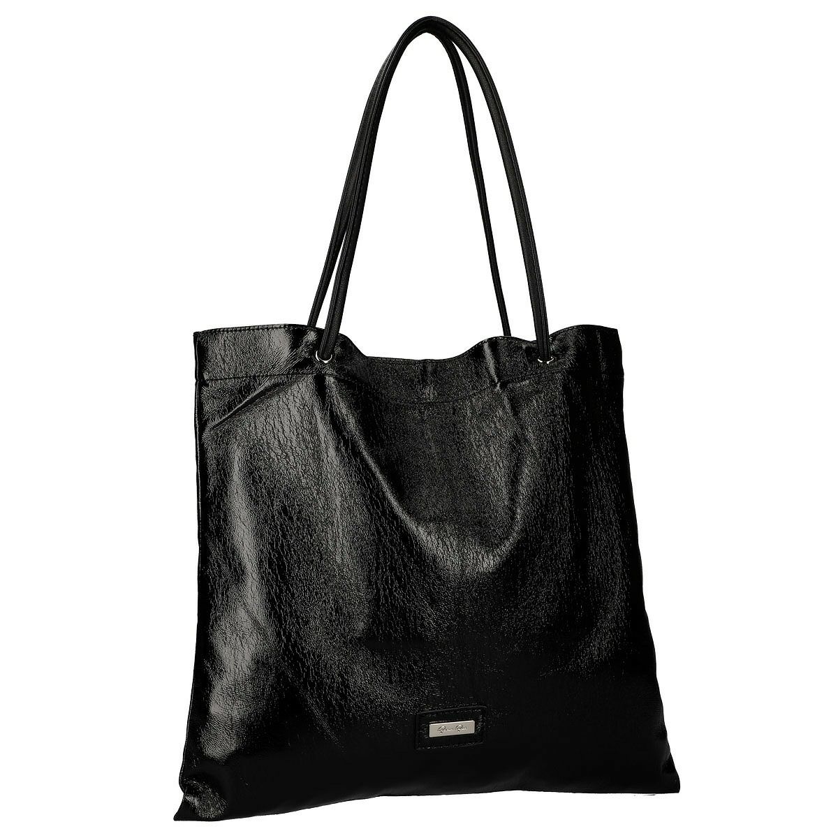 PUエナメルメタルロゴ付きトートバッグ