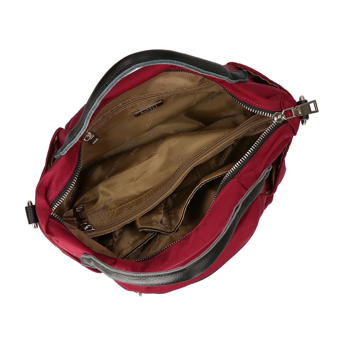 メタルロゴ入りナイロン2wayハンドバッグ