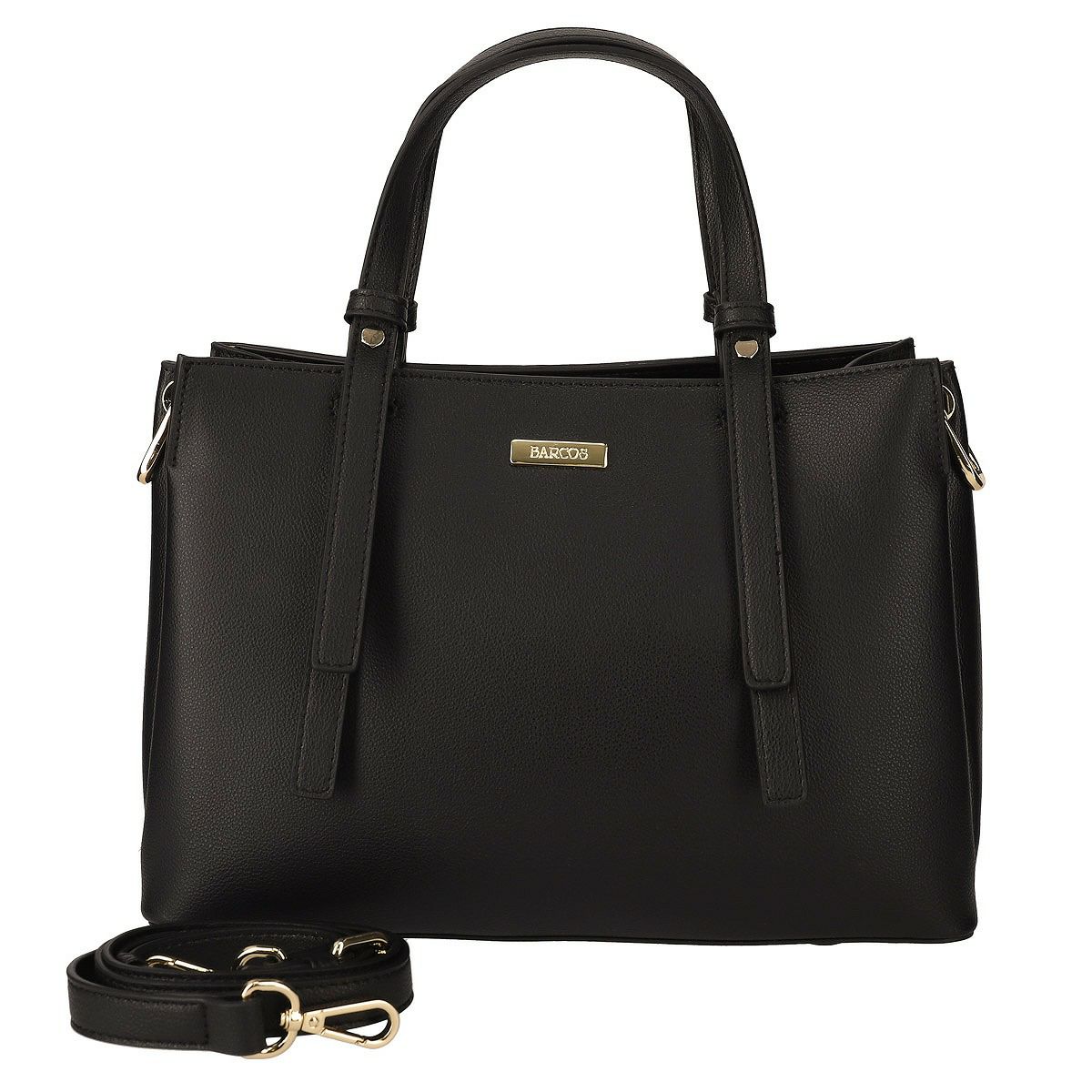 メタルロゴ入り2wayレザーハンドバッグ