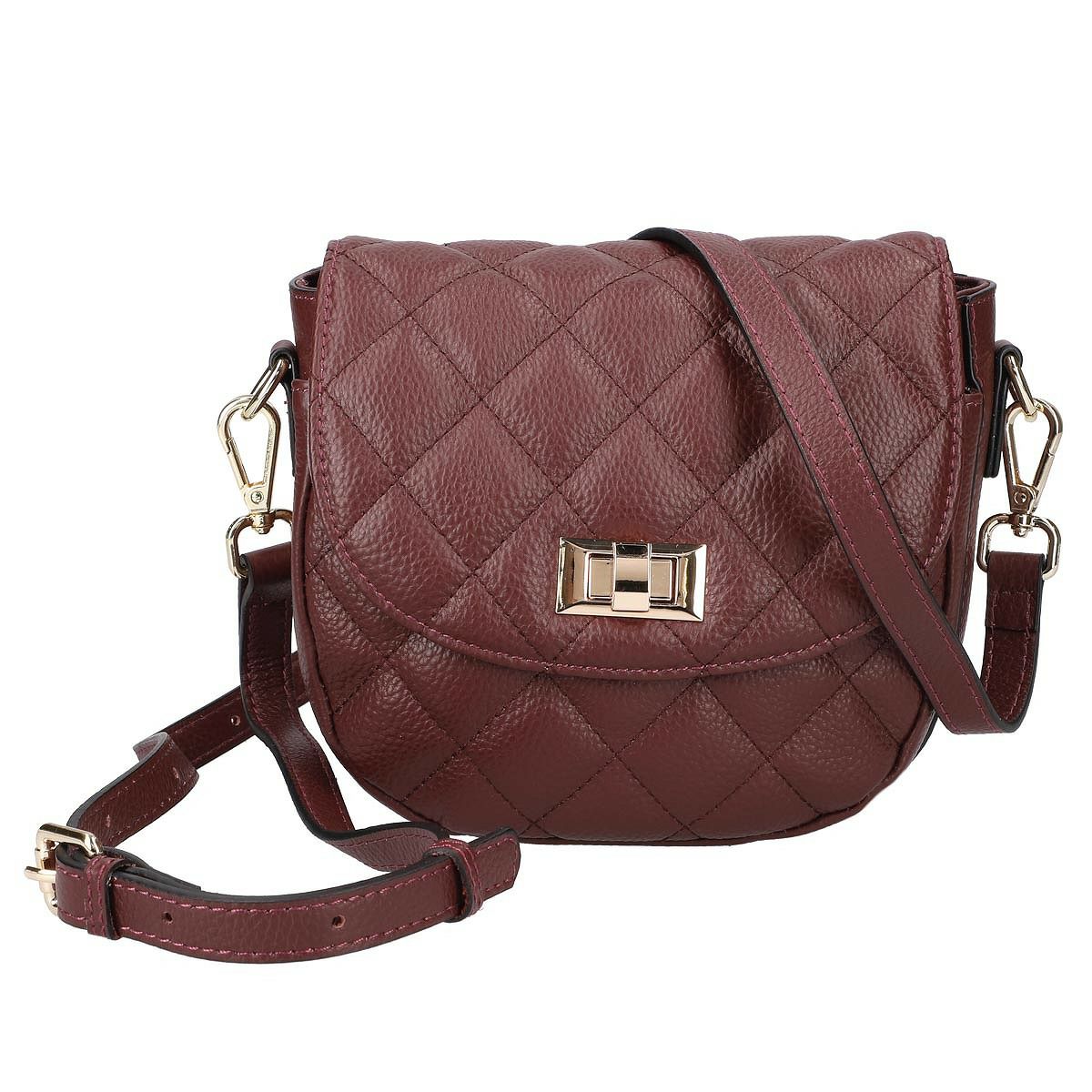 ラウンディッシュキルティング牛革ポシェット