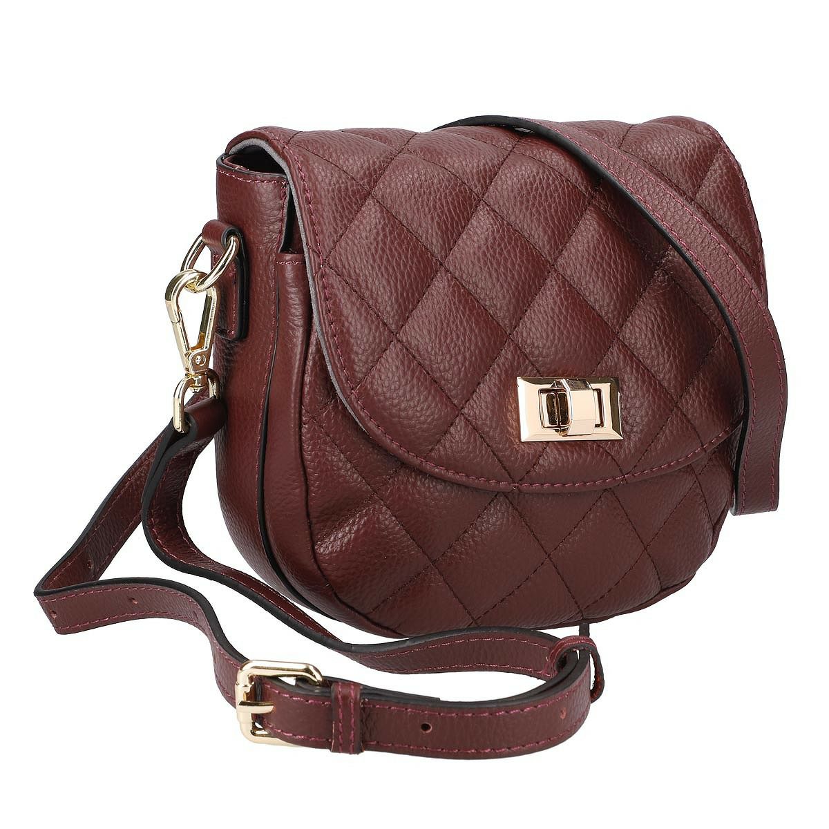 ラウンディッシュキルティング牛革ポシェット