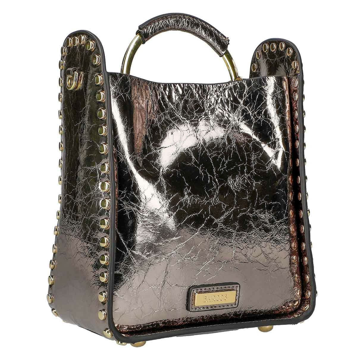 牛革2way和紙風デザインハンドバッグ。