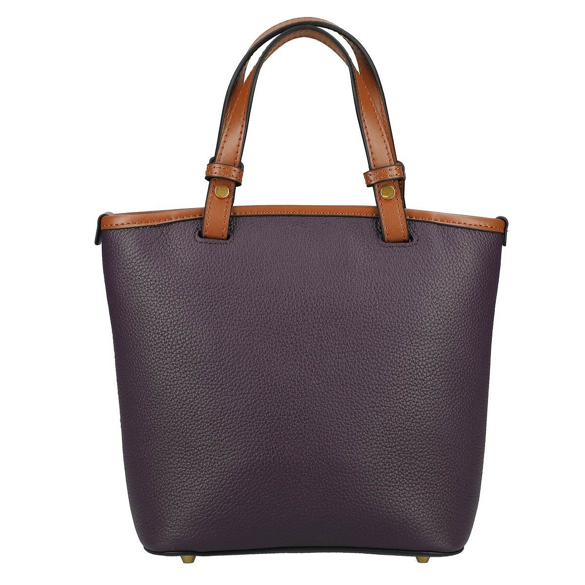 バイカラーバケツ型レザーハンドバッグ