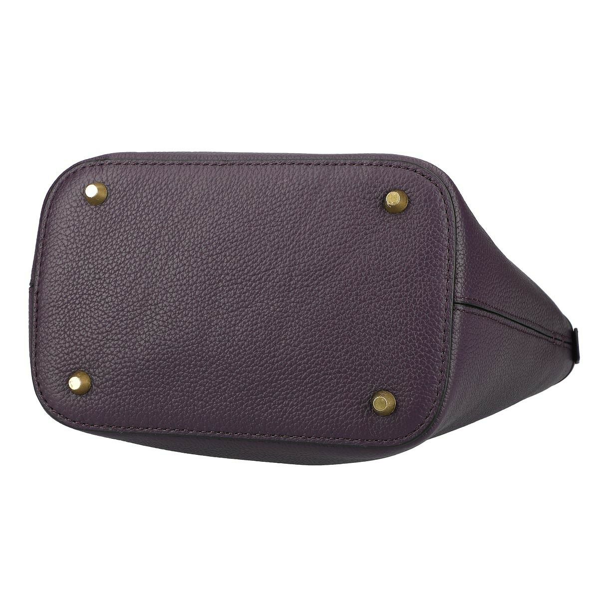 バイカラーバケツ型レザーハンドバッグ