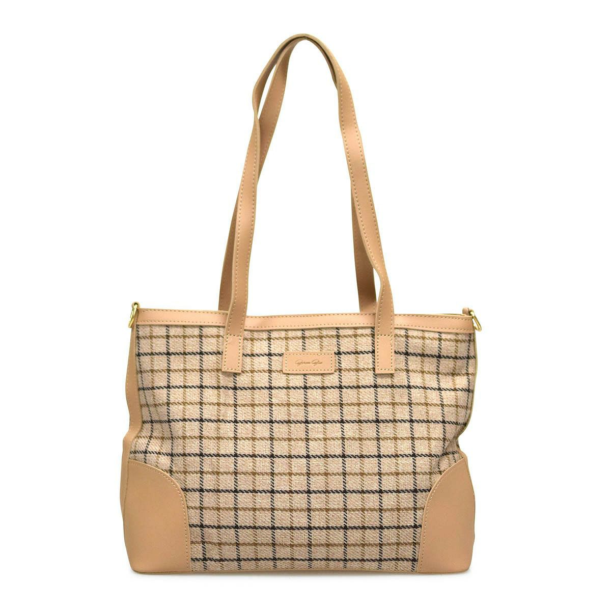 チェック柄エコレザートートバッグ