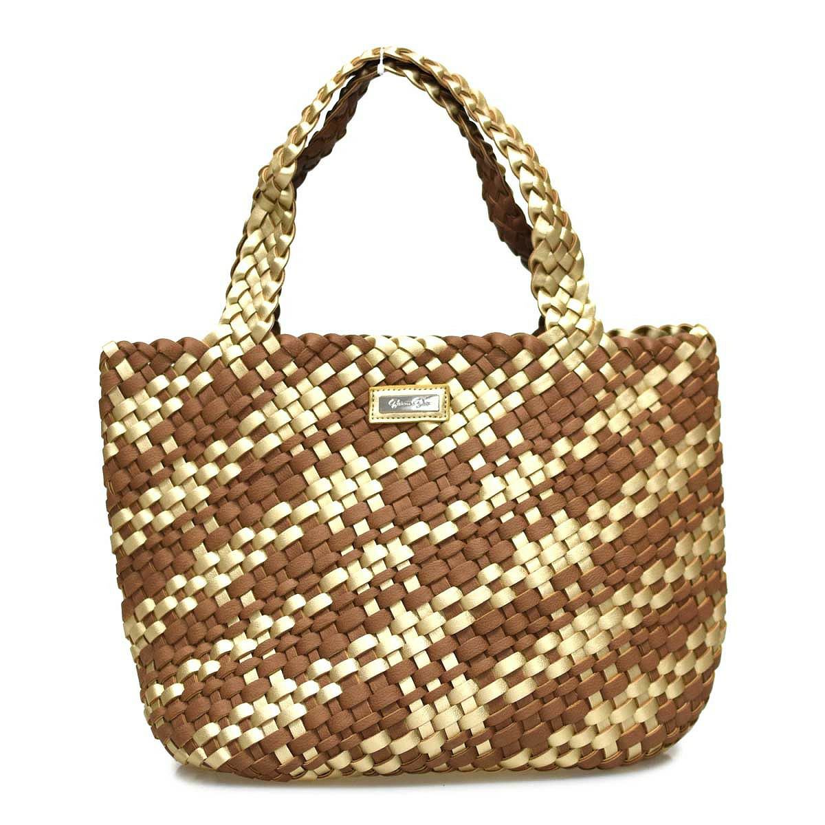 PUバイカラーメッシュトートバッグ