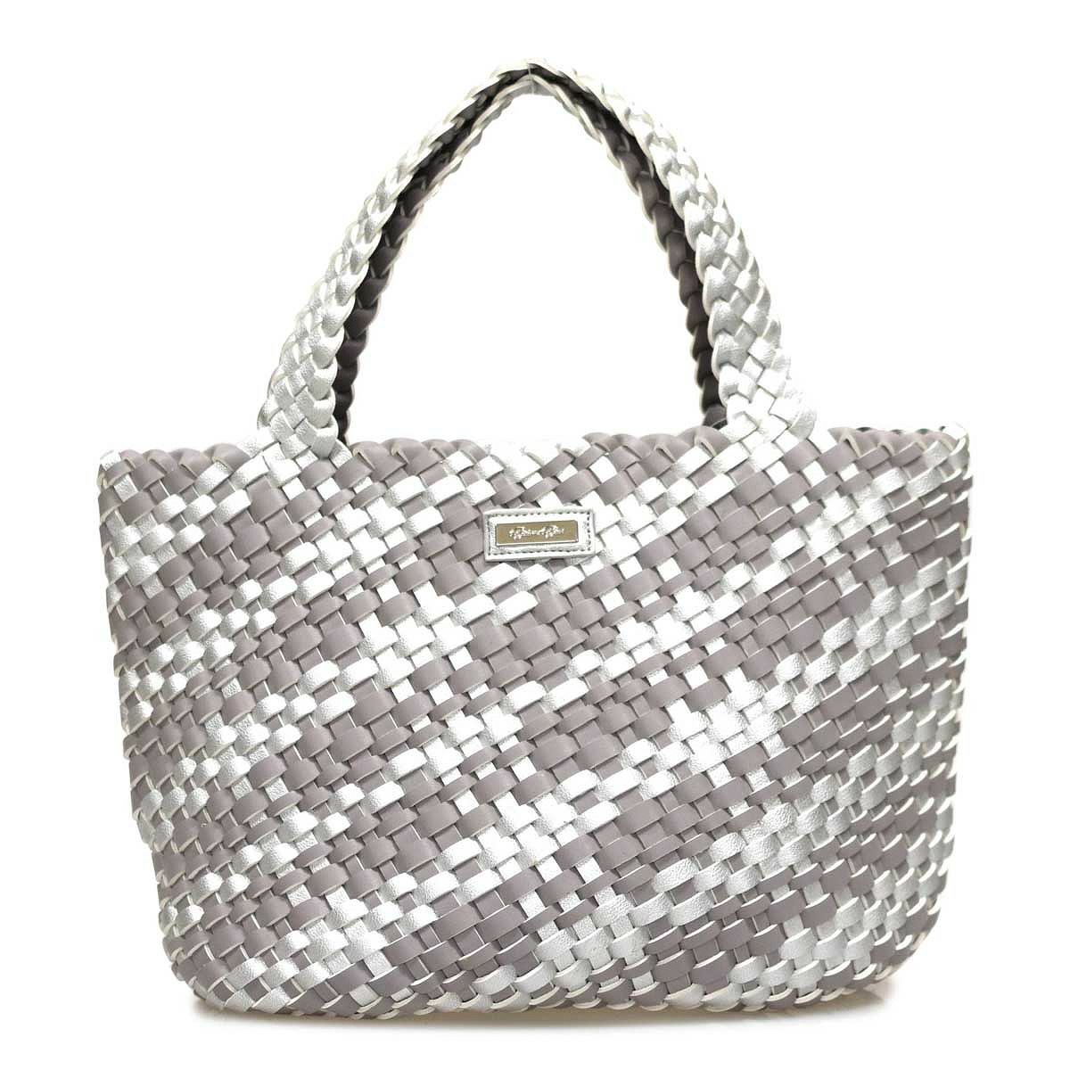 PUバイカラーメッシュトートバッグ