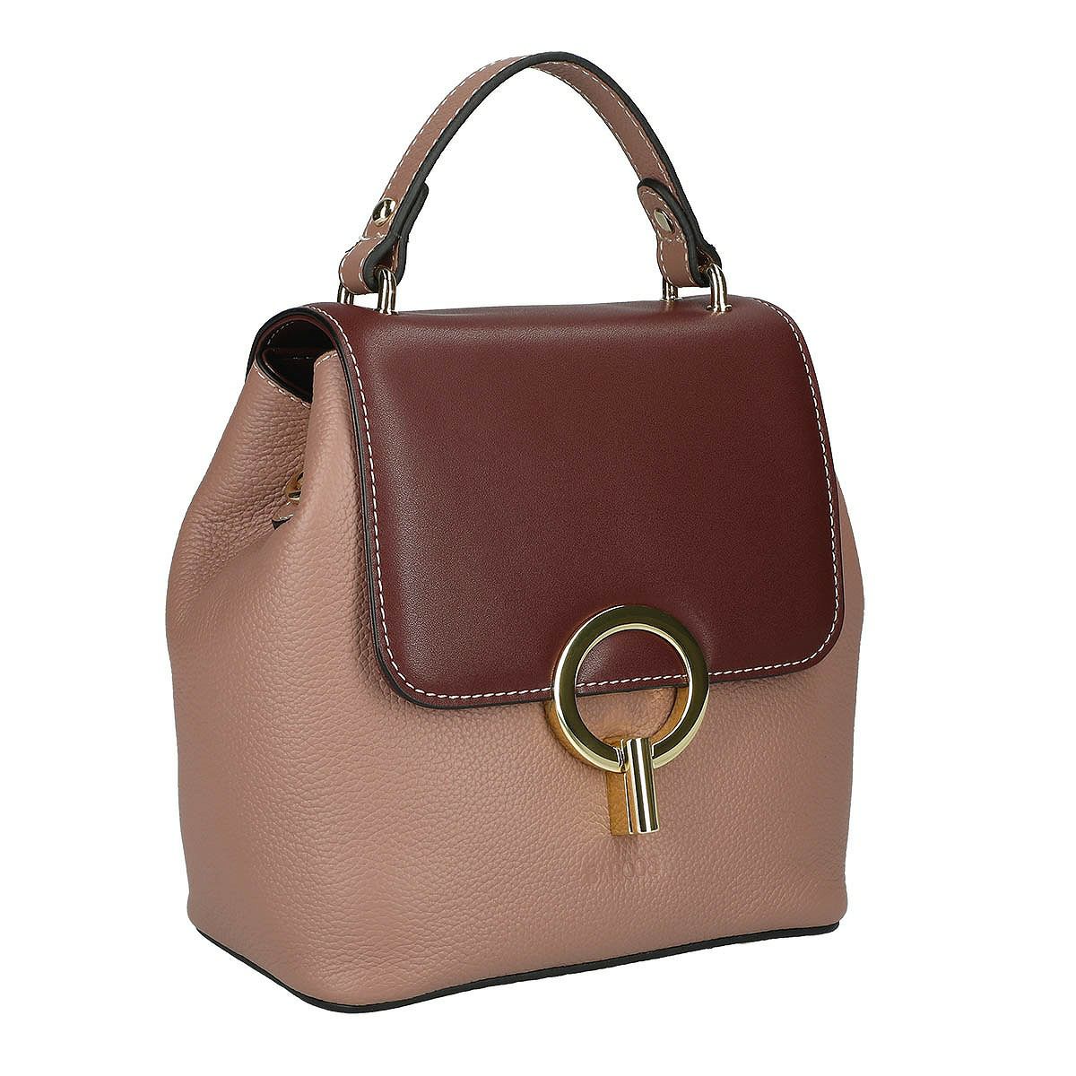 3wayバイカラーレザーハンドバッグ