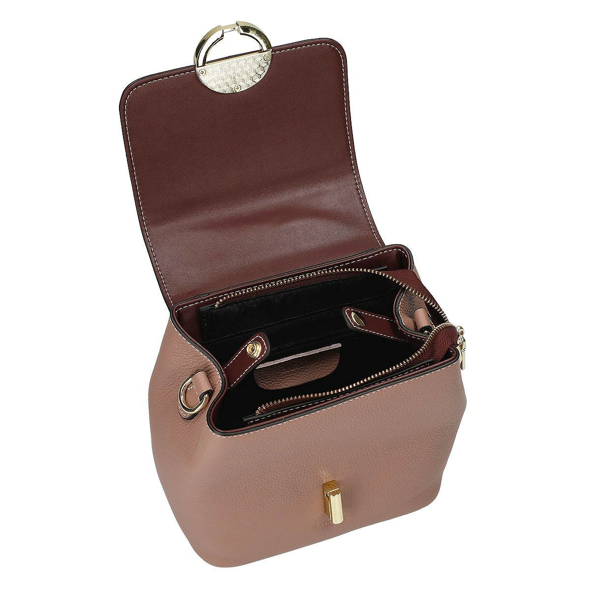 3wayバイカラーレザーハンドバッグ