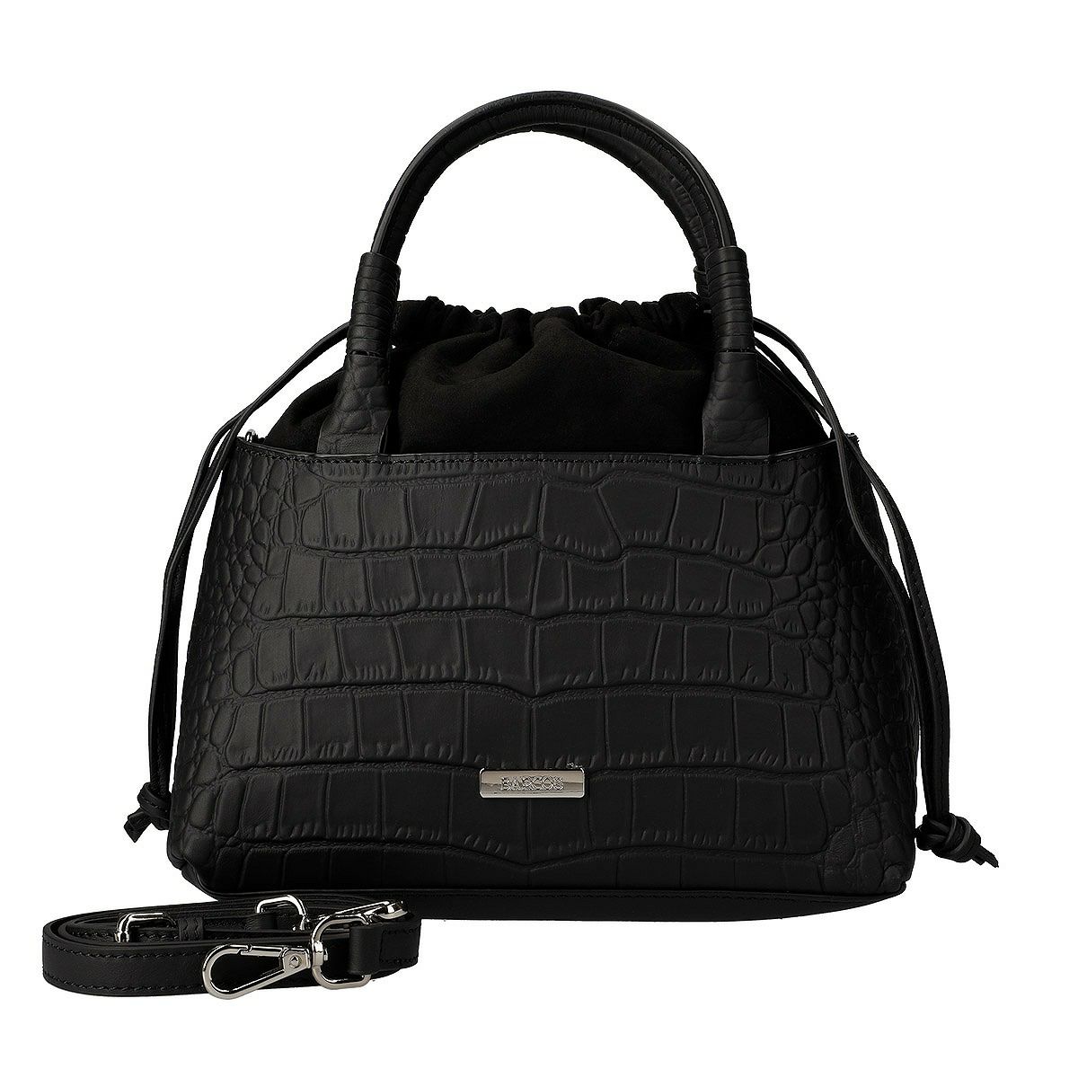 2wayクロコダイル調型押し異素材ハンドバッグ