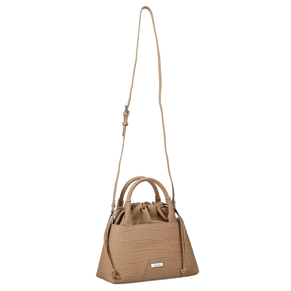 2wayクロコダイル調型押し異素材ハンドバッグ