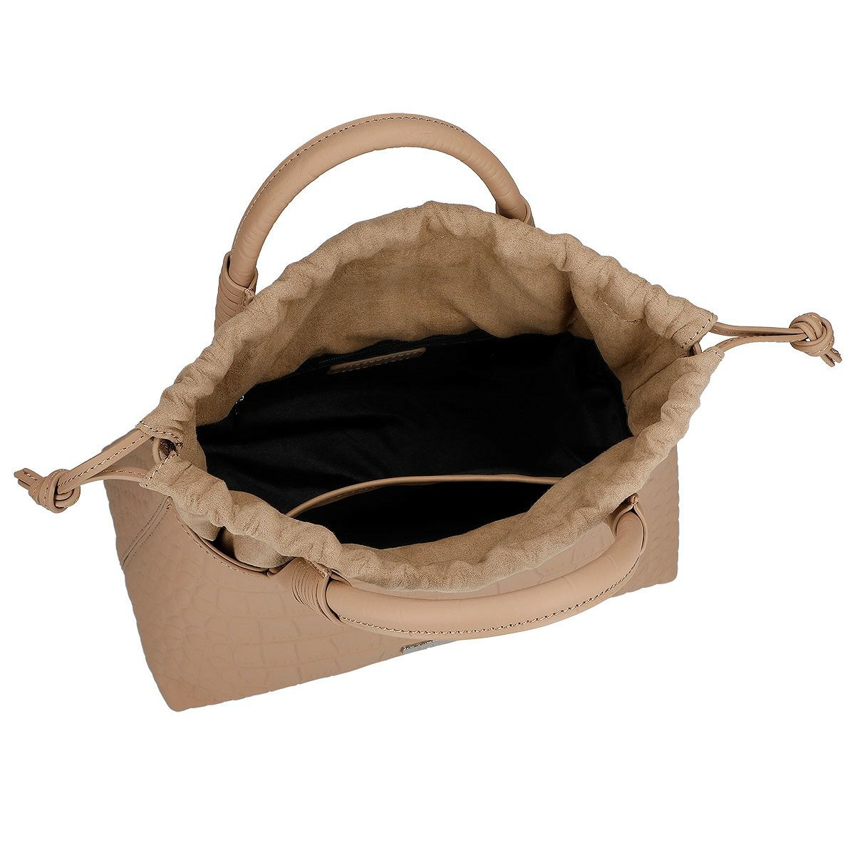 2wayクロコダイル調型押し異素材ハンドバッグ