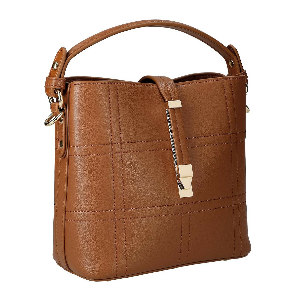 チェック柄2wayレザーハンドバッグ